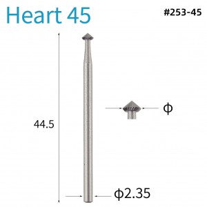 #253-45 Heart 45 degree bearing cutter type Jewelers Burs