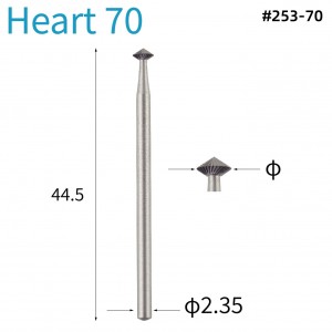 #253-70 Heart 70 degree HSS Jewelers Burs